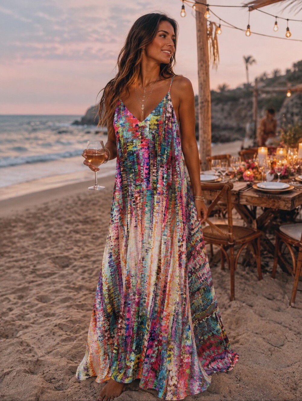 Leslie Fay Flowy Colorful Beach Summer Vacation Resortwear Womens S DRESS PARTY